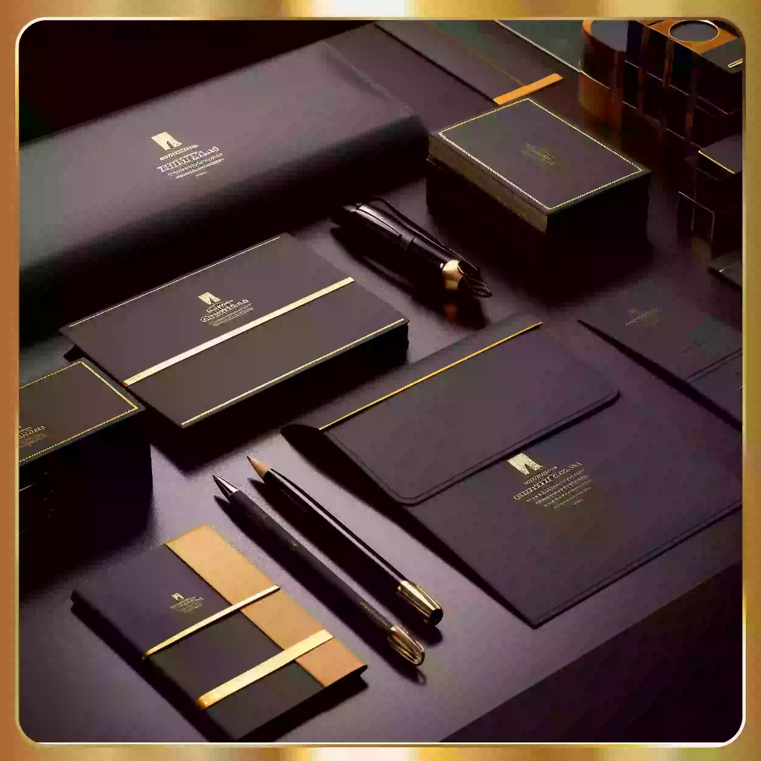 Elegant black and gold branding set